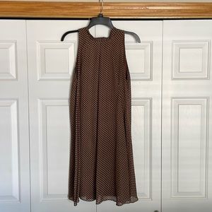 Brown and white polka dot sleeveless dress- size 8
